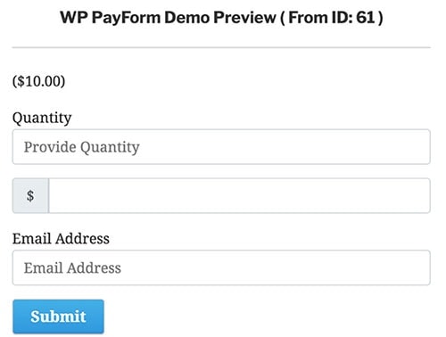 wp payform demo preview