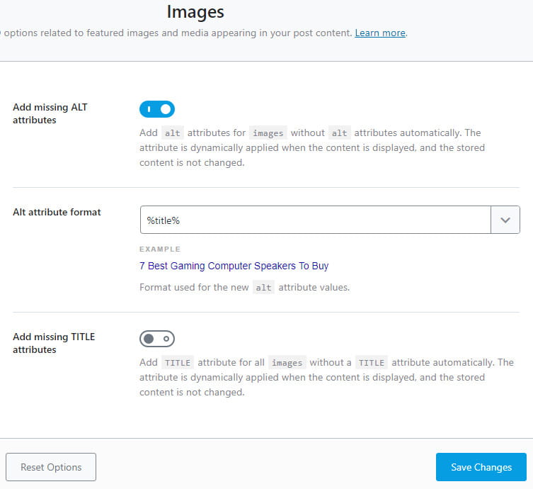 Rank Math image SEO optimization.