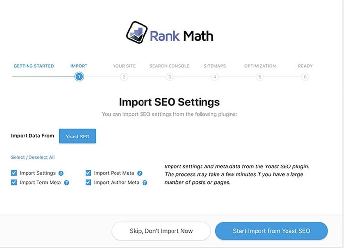 rank math import seo settings from other seo plugins