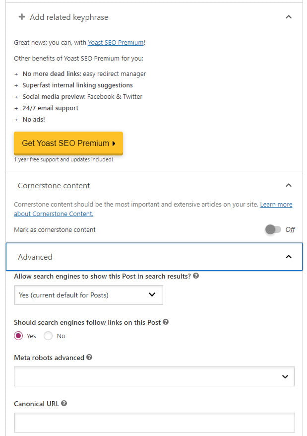 Yoast cornerstone content.