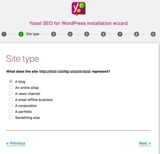 Yoast SEO setup wizard.