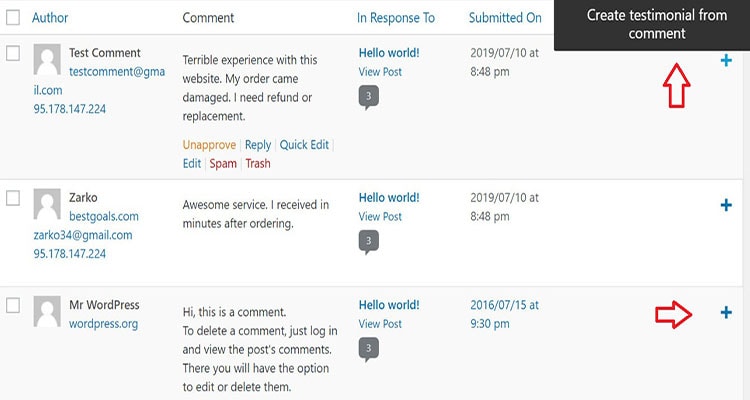 Turning comments into testimonials