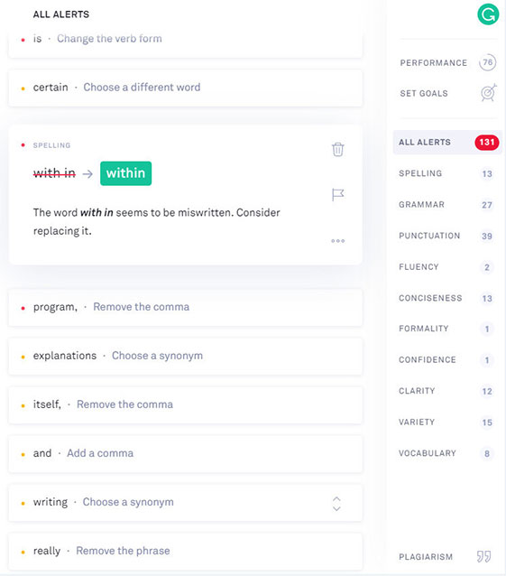 more grammar alerts grammarly or ginger