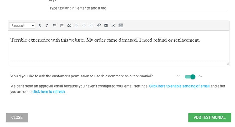 permission to use comment as testimonial