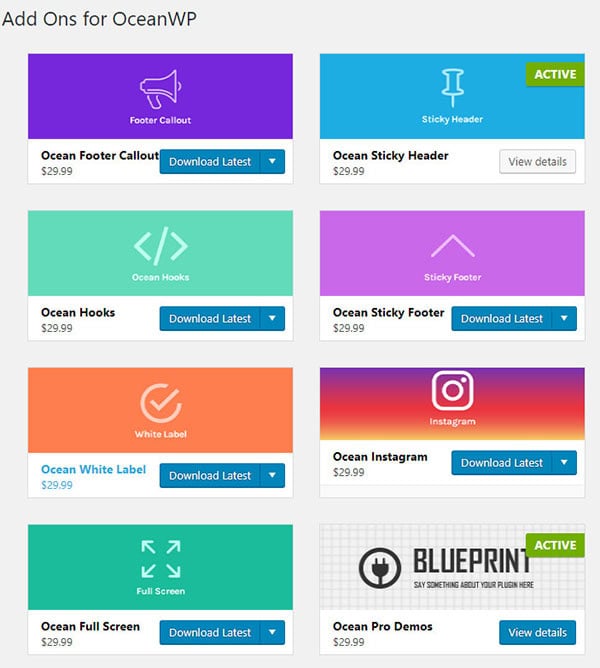 oceanwp premium extensions price