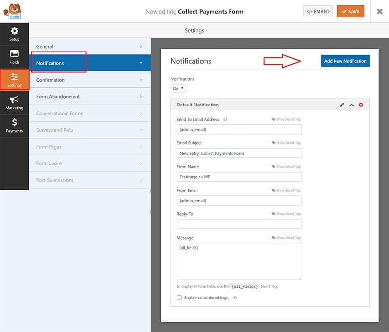send customers notifications about purchase wpforms