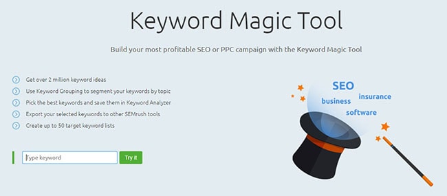 SEMrush Keyword Magic Tool