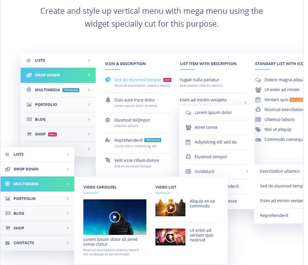 create vertical mega menu wordpress