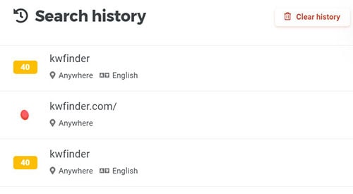 history page kwfinder