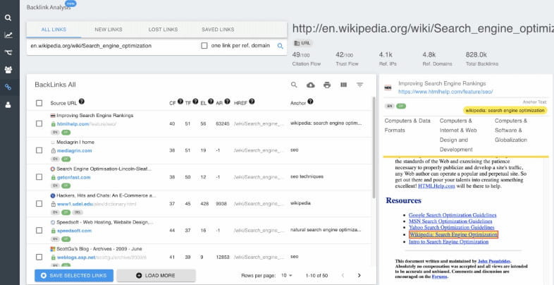 Keyword Revealer backlink analysis feature.