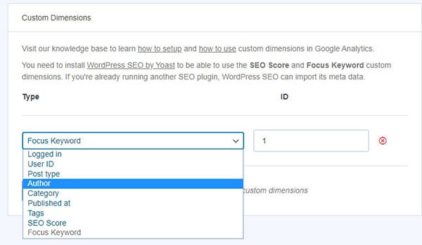 author tracking custom dimension