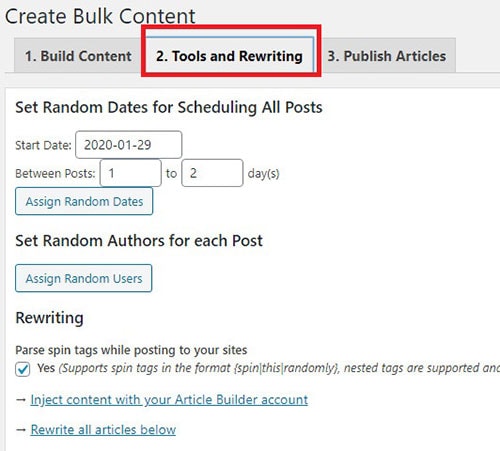 bulk content wp robot