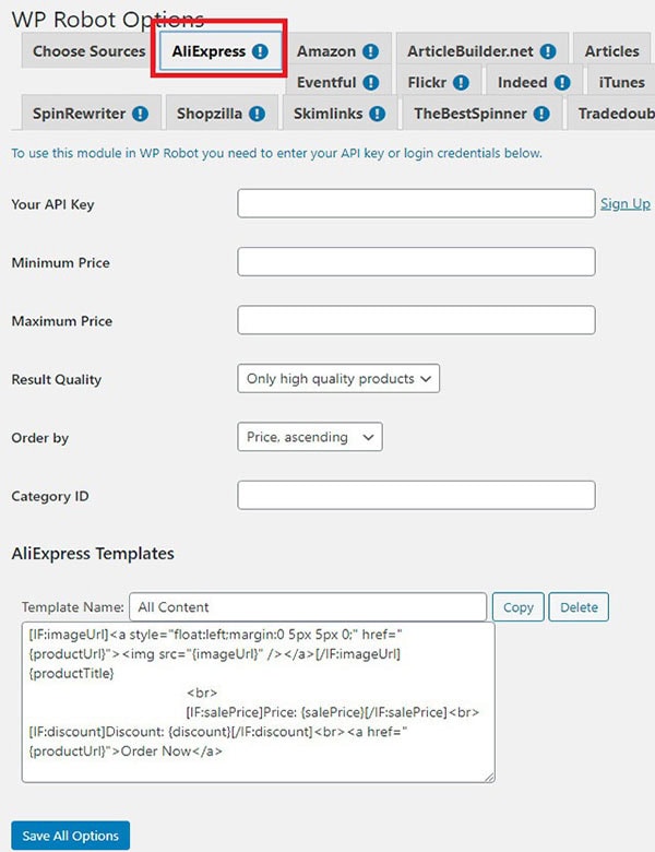 content source settings