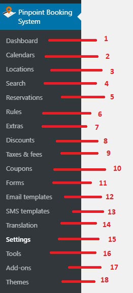 pinpoint booking system wordpress plugin settings