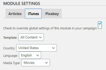 wp robot campaign module settings
