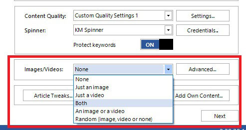 kontent machine video settings