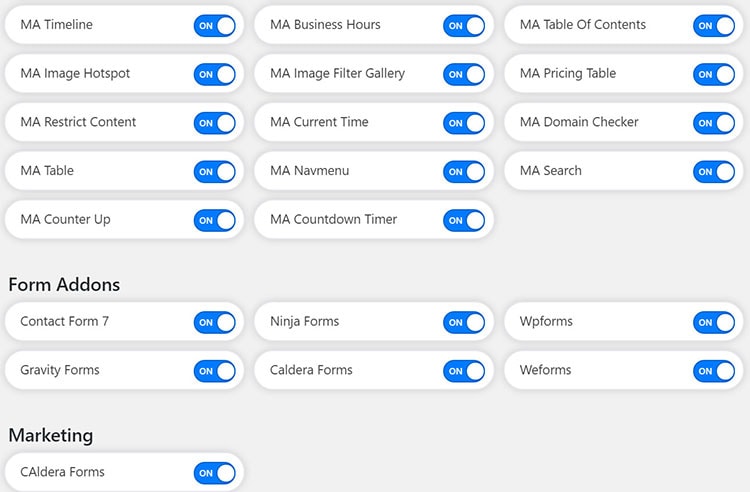 master addons for elementor widgets