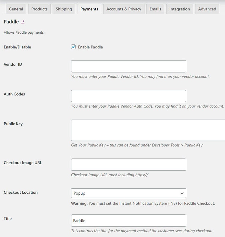 paddle payment gateway plugin for woocommerce