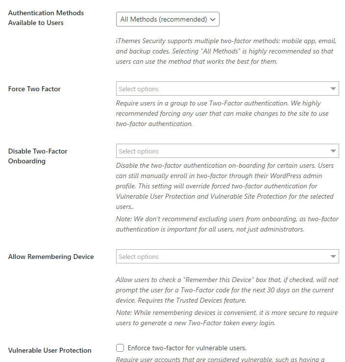 two factor authentication wordpress website
