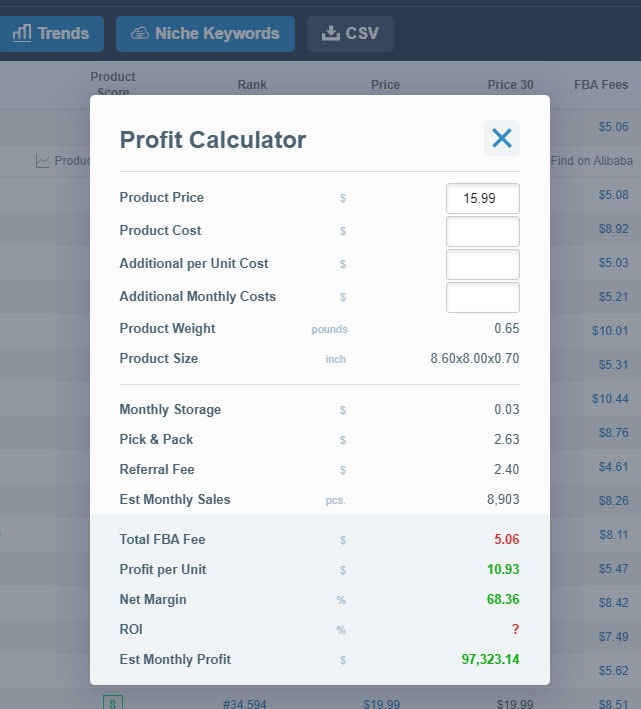 amzscout profit calculator
