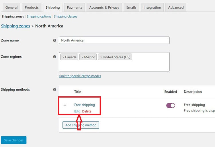 woocommerce free shipping for orders over