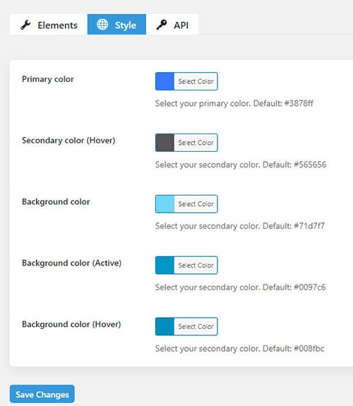 Stratum styles setting options.