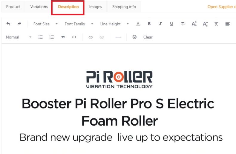 Edit the product description page.