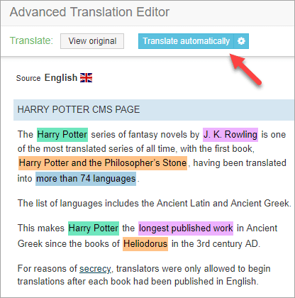 WPML automatic translation review.