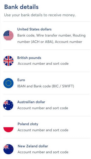 Wise bank details.
