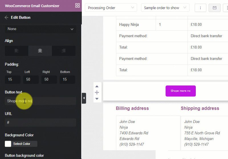 YayMail design interface.