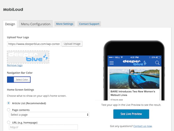 Convert your WordPress website to native mobile apps.
