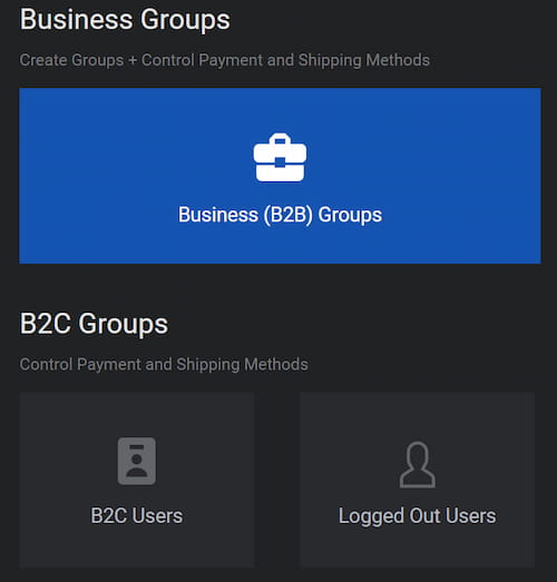 B2BKing create groups plus control payment and shipping methods.