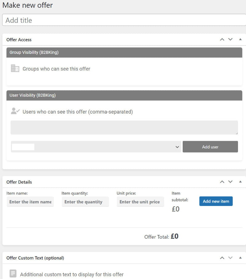 B2BKing how to create an offer?