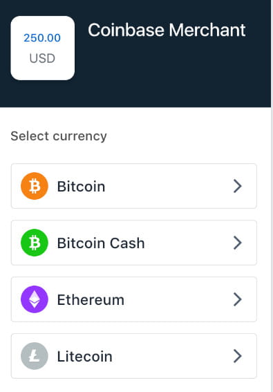 Coinbase commerce for WooCommerce.