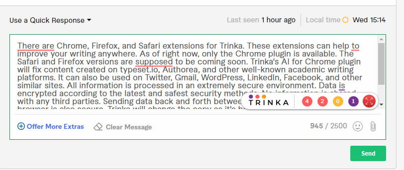 Trinka AI Chrome browser extension.