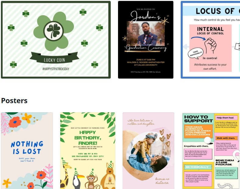 Canva comes with huge selection of templates.