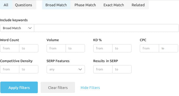 Semrush keyword magic tool.