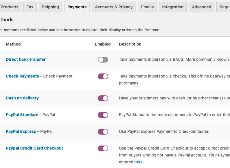 PayPal express checkout payment gateway for WooCommerce.