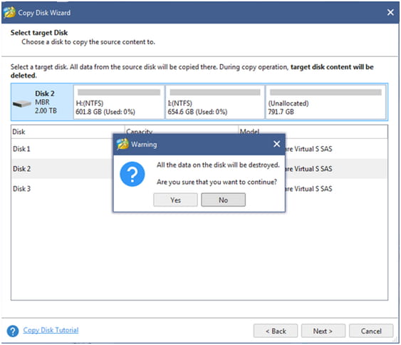 MiniTool disk clone feature.