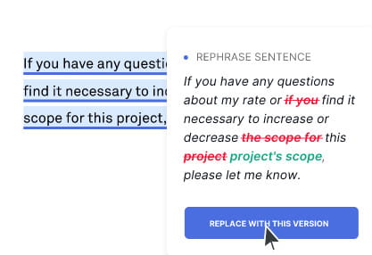 Grammarly rephrase sentence feature.