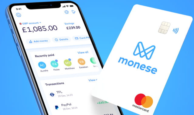 Monese digital banking features.