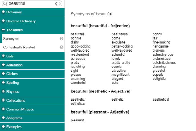 ProWritingAid word explorer.