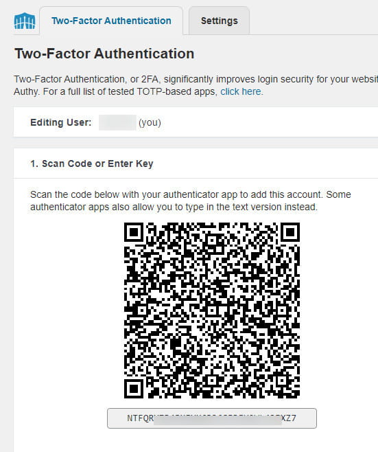 Wordfence Two-Factor Authentication.