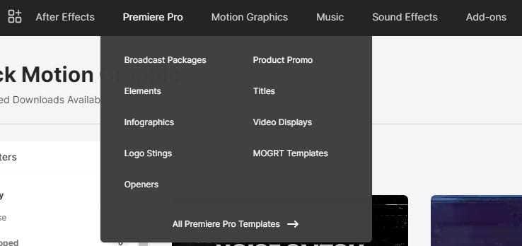 Motion Ridge categories and sub-categories.