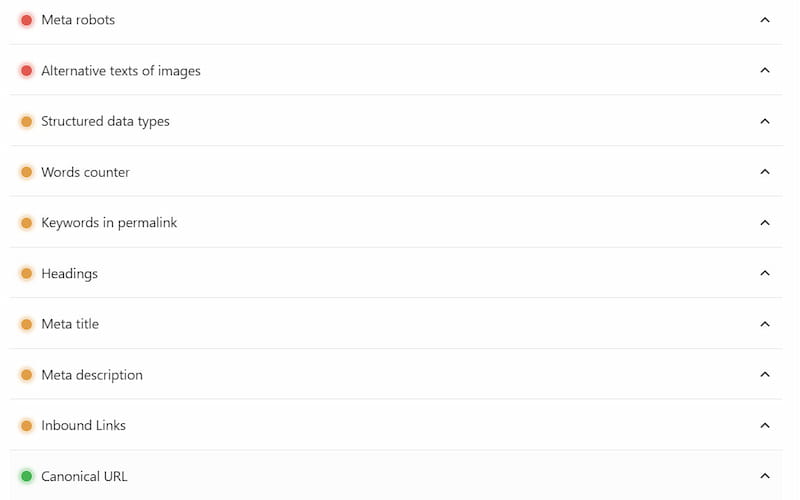 SEOPress optimization suggestions.