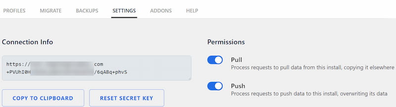 WP Migrate DB connection info.