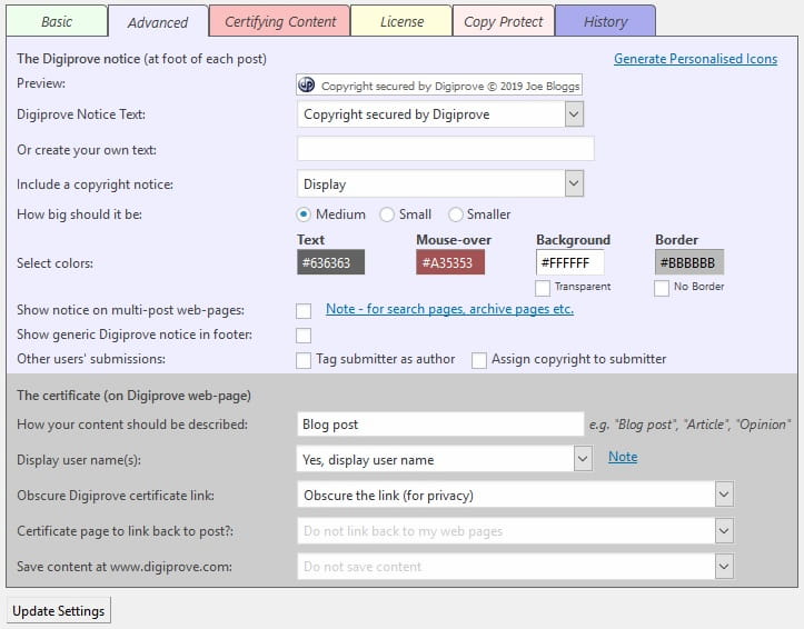 Copyright Proof WordPress plugin.