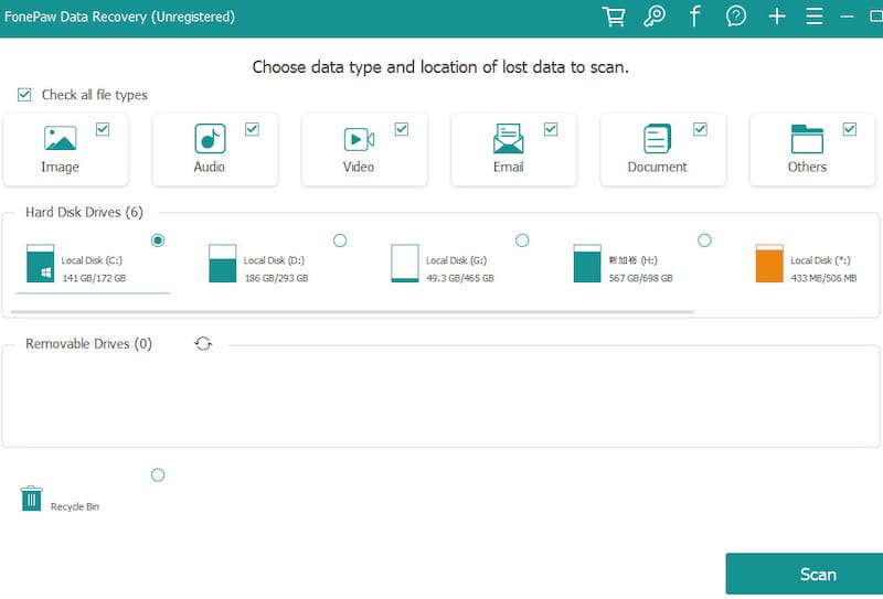 FonePaw Data Recover user interface.