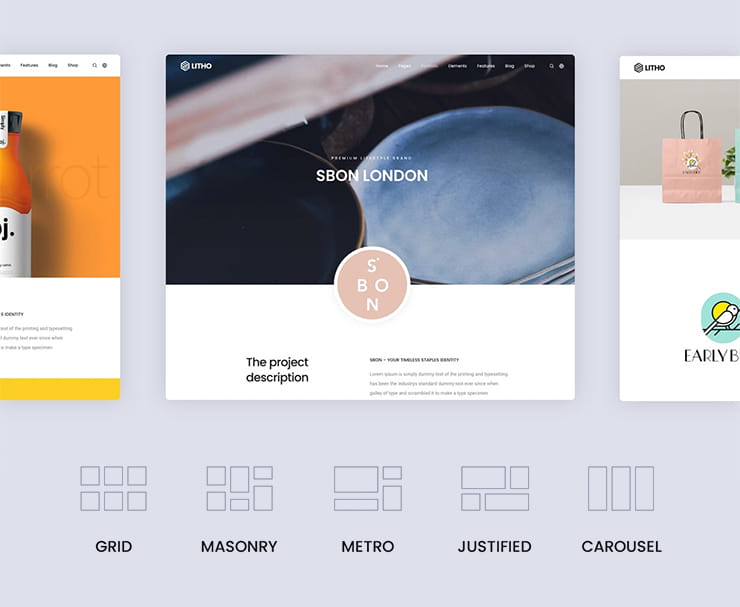 Litho theme site layout options.