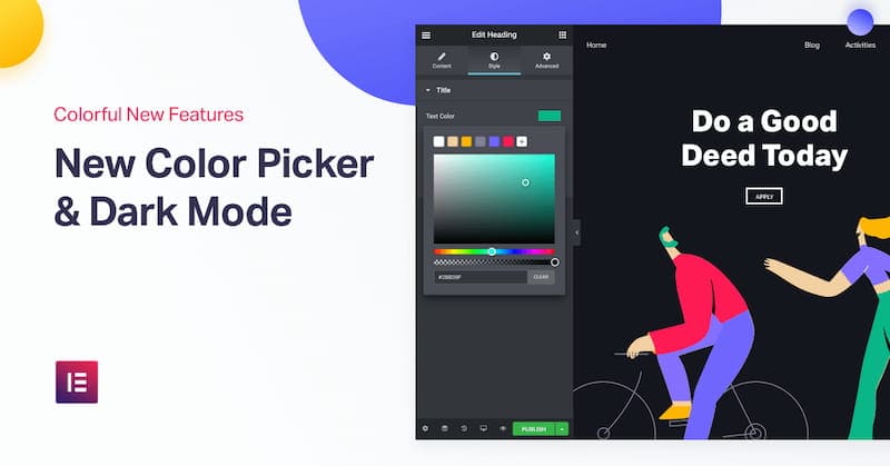 Elementor color picker.